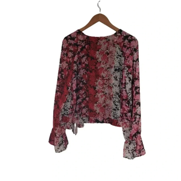 June & Hudson Red print cropped blouse Top Size XL - Picture 2 of 9